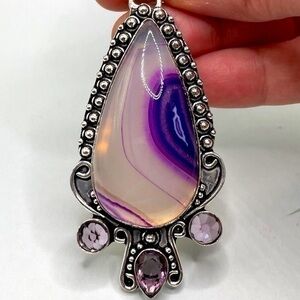 Purple Botswana Agate Pendant 925
